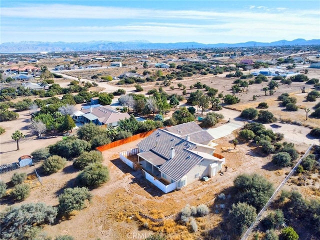 9920 Sage St, Oak Hills, CA 92344 - view from above of property featuring a mountain backdrop and a desert landscape