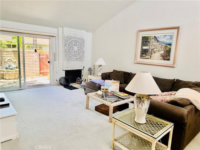 4 Camphor S, Irvine, CA 92612 - living area with lofted ceiling, carpet, and a fireplace