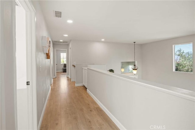 17913 Maplehurst Pl, Canyon Country, CA 91387 - hallway featuring recessed lighting, an upstairs landing, baseboards, and light wood finished floors