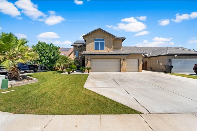 2904 Granite Ridge Pl, Bakersfield, CA 93313 - traditional-style house with stucco siding, driveway, a front yard, and an attached garage