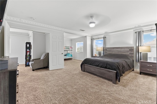 3883 Taconite Rd, San Bernardino, CA 92407 - carpeted bedroom featuring ornamental molding, baseboards, and a ceiling fan
