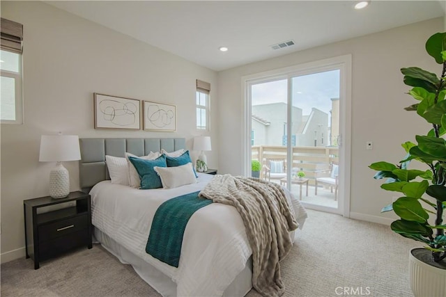 21 Welltree Way, Rancho Mission Viejo, CA 92694 - bedroom featuring access to exterior, baseboards, light carpet, and recessed lighting