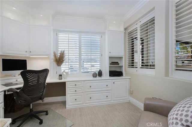 16 Vitale Ln, Lake Forest, CA 92610 - office area with baseboards, crown molding, and built in study area