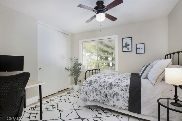 16 Vitale Ln, Lake Forest, CA 92610 - bedroom with light wood-style flooring, baseboards, and a ceiling fan