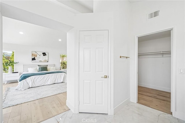 23 Santa Isabel, Rancho Santa Margarita, CA 92688 - bedroom featuring baseboards, recessed lighting, a closet, a walk in closet, and marble finish flooring
