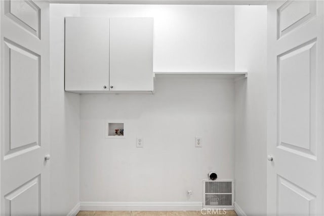 1960 Chariton St, Los Angeles, CA 90034 - washroom featuring hookup for a washing machine, cabinet space, baseboards, and hookup for an electric dryer