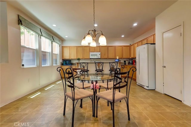 16710 Nicklaus Dr Unit 73, Rancho Cascades, CA 91342 - dining room with a chandelier, recessed lighting, and light tile patterned floors
