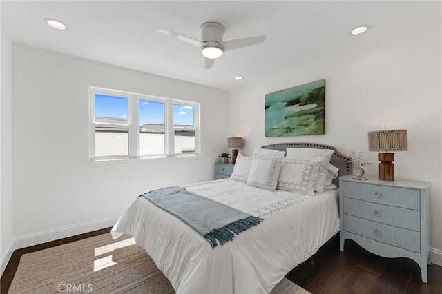420 34th St, Manhattan Beach, CA 90266 - bedroom featuring wood finished floors, recessed lighting, and ceiling fan