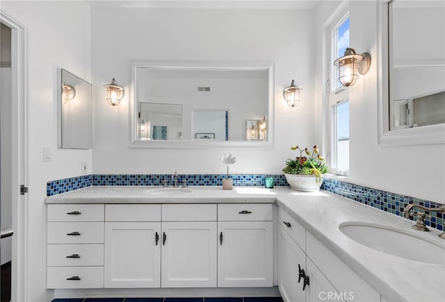 420 34th St, Manhattan Beach, CA 90266 - full bathroom featuring vanity and decorative backsplash