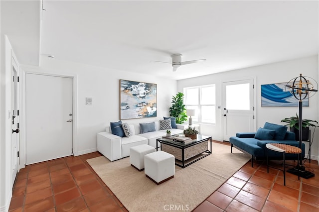 420 34th St, Manhattan Beach, CA 90266 - living room with tile patterned floors and ceiling fan