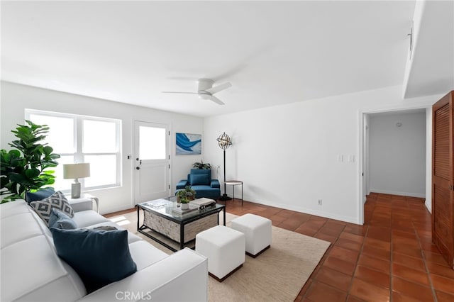 420 34th St, Manhattan Beach, CA 90266 - living room featuring ceiling fan and tile patterned flooring