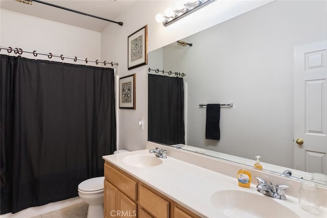 26146 Deer Run St, Menifee, CA 92584 - full bath featuring toilet, double vanity, and tile patterned flooring