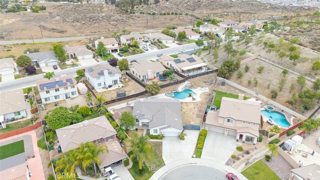 26146 Deer Run St, Menifee, CA 92584 - aerial view of property and surrounding area with nearby suburban area and a pool area