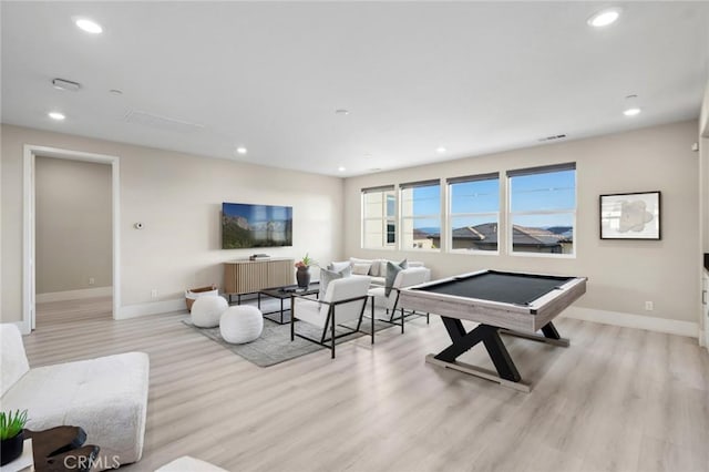 56 Claudius Ct, Irvine, CA 92618 - recreation room with light wood finished floors, baseboards, recessed lighting, and pool table