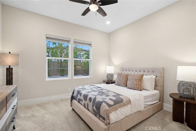 56 Claudius Ct, Irvine, CA 92618 - bedroom with light carpet, baseboards, recessed lighting, and ceiling fan