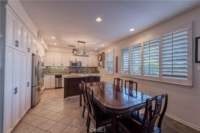 668 Corte Sol, Camarillo, CA 93010 - dining room featuring light tile patterned flooring and recessed lighting