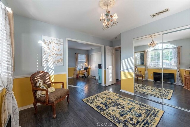 668 Corte Sol, Camarillo, CA 93010 - sitting room featuring a chandelier, hardwood / wood-style flooring, and baseboards