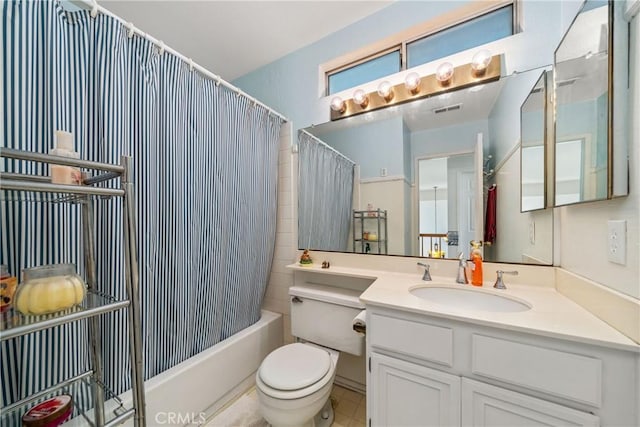 10880 Colusa St, Rancho Cucamonga, CA 91701 - full bathroom featuring shower / bath combination with curtain, vanity, toilet, and tile patterned flooring