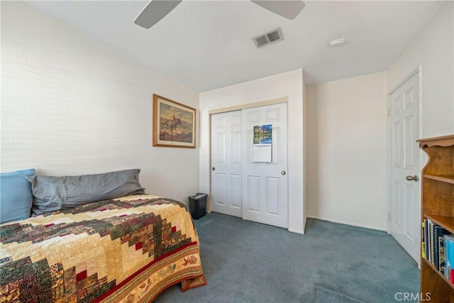 10880 Colusa St, Rancho Cucamonga, CA 91701 - bedroom with carpet flooring, a closet, and a ceiling fan