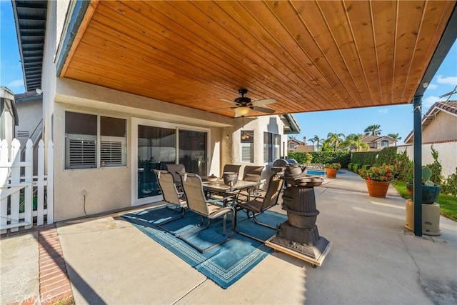 10880 Colusa St, Rancho Cucamonga, CA 91701 - view of patio with ceiling fan and outdoor dining area