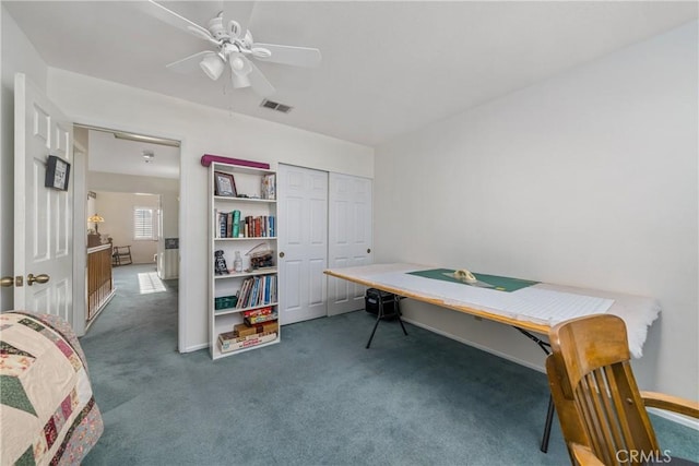 10880 Colusa St, Rancho Cucamonga, CA 91701 - carpeted bedroom featuring ceiling fan, baseboards, and a closet