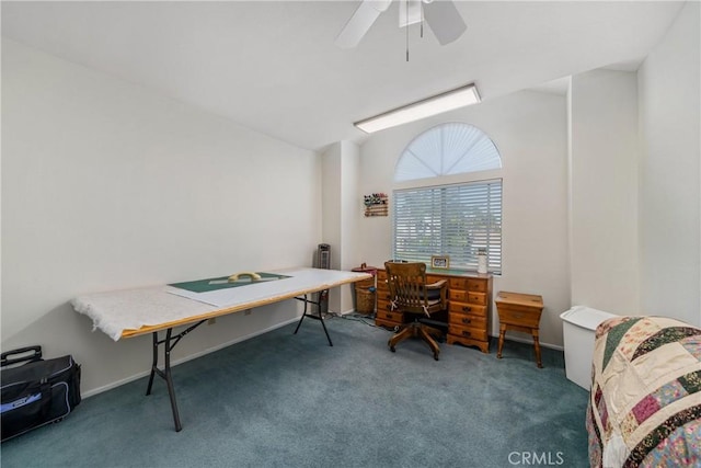 10880 Colusa St, Rancho Cucamonga, CA 91701 - carpeted office with lofted ceiling and a ceiling fan