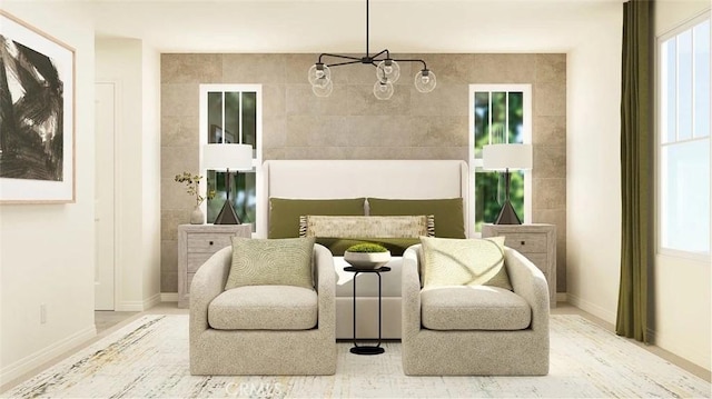1630 Eagle Rd, Rialto, CA 92376 - sitting room featuring a chandelier, baseboards, and plenty of natural light