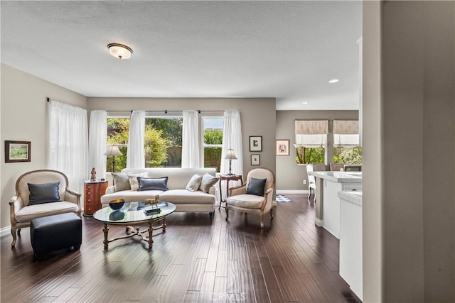 28409 Connick Pl, Saugus, CA 91350 - living area featuring baseboards, dark wood-style flooring, and recessed lighting