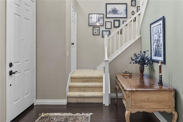 28409 Connick Pl, Saugus, CA 91350 - foyer entrance with baseboards, wood finished floors, and stairway