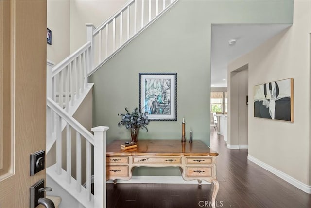 28409 Connick Pl, Saugus, CA 91350 - home office featuring dark wood-type flooring and baseboards