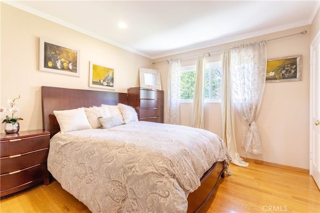 11811 Louise Ave, Granada Hills, CA 91344 - bedroom with light wood-style floors, baseboards, ornamental molding, and recessed lighting