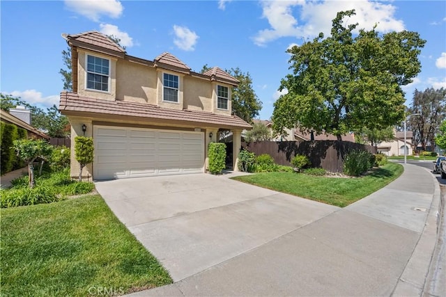 20015 Gilbert Dr, Canyon Country, CA 91351 - traditional-style house featuring stucco siding, a garage, driveway, and a tile roof