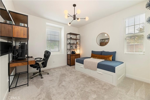 1890 Pele Way, Corona, CA 92882 - office area featuring a chandelier, carpet, and baseboards