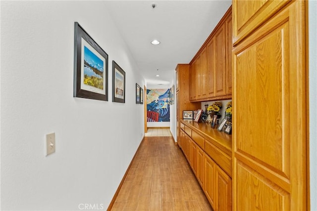52 Hidden Valley Rd, Monrovia, CA 91016 - hall featuring recessed lighting, light wood-type flooring, and baseboards
