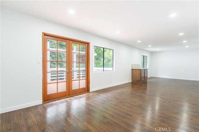 803 Crescent Dr, Monrovia, CA 91016 - empty room with french doors, recessed lighting, and dark wood-style flooring