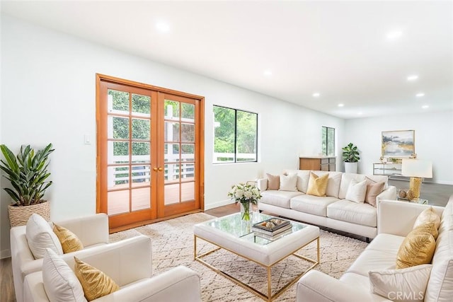 803 Crescent Dr, Monrovia, CA 91016 - living area featuring french doors, recessed lighting, and wood finished floors