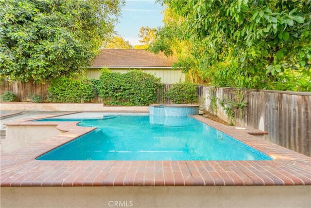 803 Crescent Dr, Monrovia, CA 91016 - view of pool featuring a fenced backyard and a pool with connected hot tub