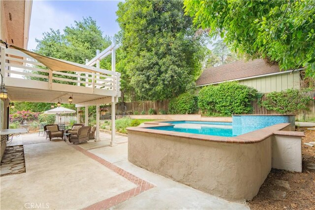 803 Crescent Dr, Monrovia, CA 91016 - view of pool with a fenced backyard, a patio area, and outdoor dining area