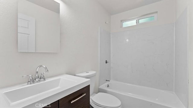3637 Stauss Ave, Oroville, CA 95966 - bathroom featuring toilet, vanity, and shower / bathtub combination