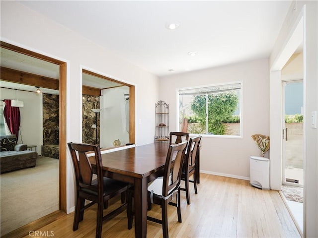 10022 Gothic Ave, North Hills, CA 91343 - dining area featuring light wood-style floors, baseboards, and recessed lighting
