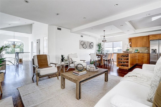 602 N Juanita Ave Unit A, Redondo Beach, CA 90277 - living area with light wood finished floors, a chandelier, and recessed lighting