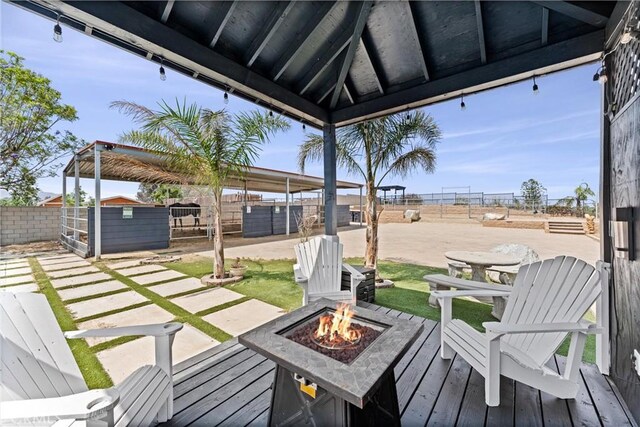 5080 Pinto Pl, Norco, CA 92860 - deck featuring a fire pit and a gazebo