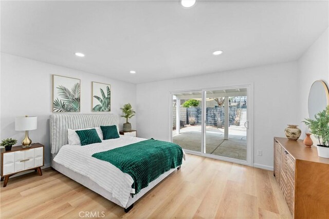 5080 Pinto Pl, Norco, CA 92860 - bedroom with access to outside, light wood-style floors, recessed lighting, and baseboards