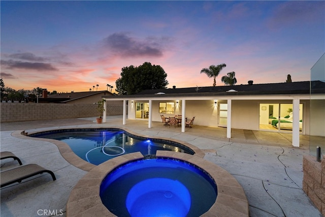 5080 Pinto Pl, Norco, CA 92860 - view of pool featuring a patio, a pool with connected hot tub, and outdoor dining space