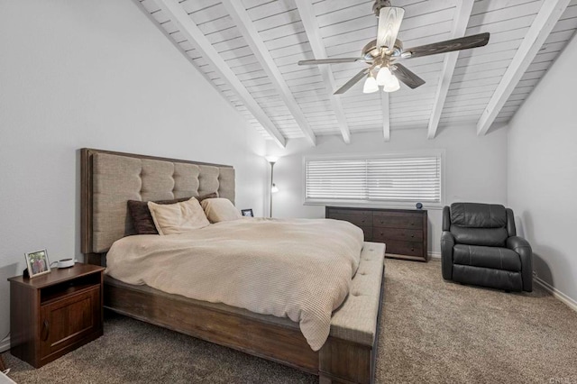 3404 Oak Cliff Dr Unit 8, Fallbrook, CA 92028 - carpeted bedroom with wood ceiling with exposed beams, ceiling fan, and baseboards