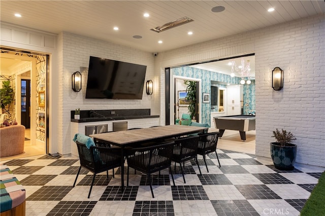 1110 Kings Rd, Newport Beach, CA 92663 - dining area with recessed lighting and pool table