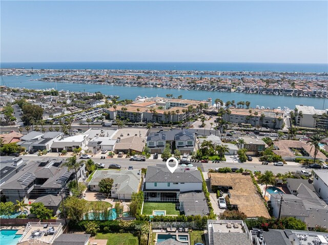 1110 Kings Rd, Newport Beach, CA 92663 - aerial perspective of suburban area featuring a large body of water