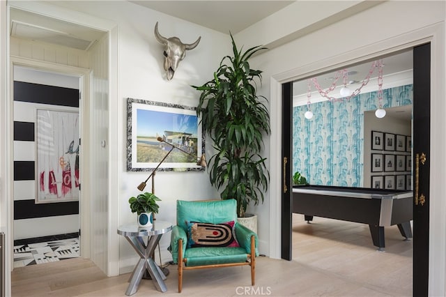 1110 Kings Rd, Newport Beach, CA 92663 - living area with wood finished floors and pool table