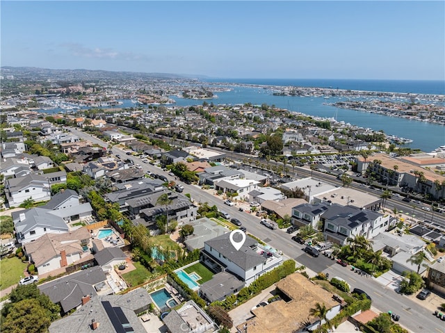 1110 Kings Rd, Newport Beach, CA 92663 - aerial view of residential area with a large body of water and a pool