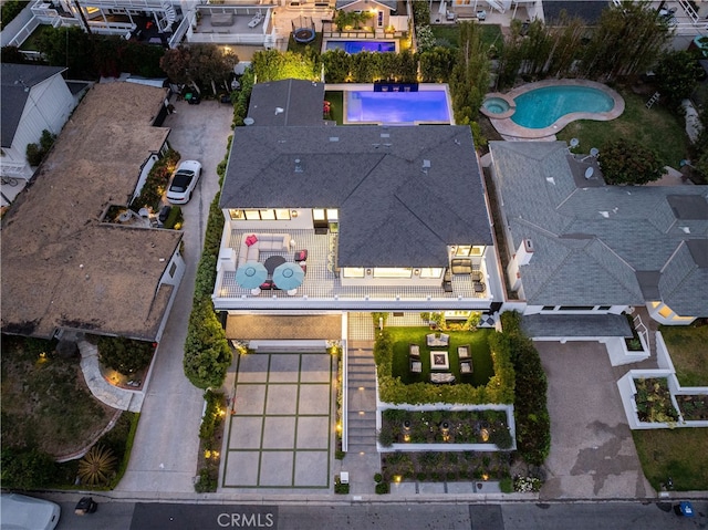 1110 Kings Rd, Newport Beach, CA 92663 - aerial view of property and surrounding area featuring a pool